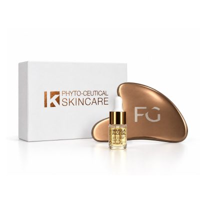 FG Sculpting Skin Duo FG branded gua sha with 2ml Marula Face Oil.
